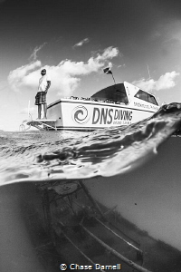 "Lookout"
A dive master stands on the swim platform of a... by Chase Darnell 